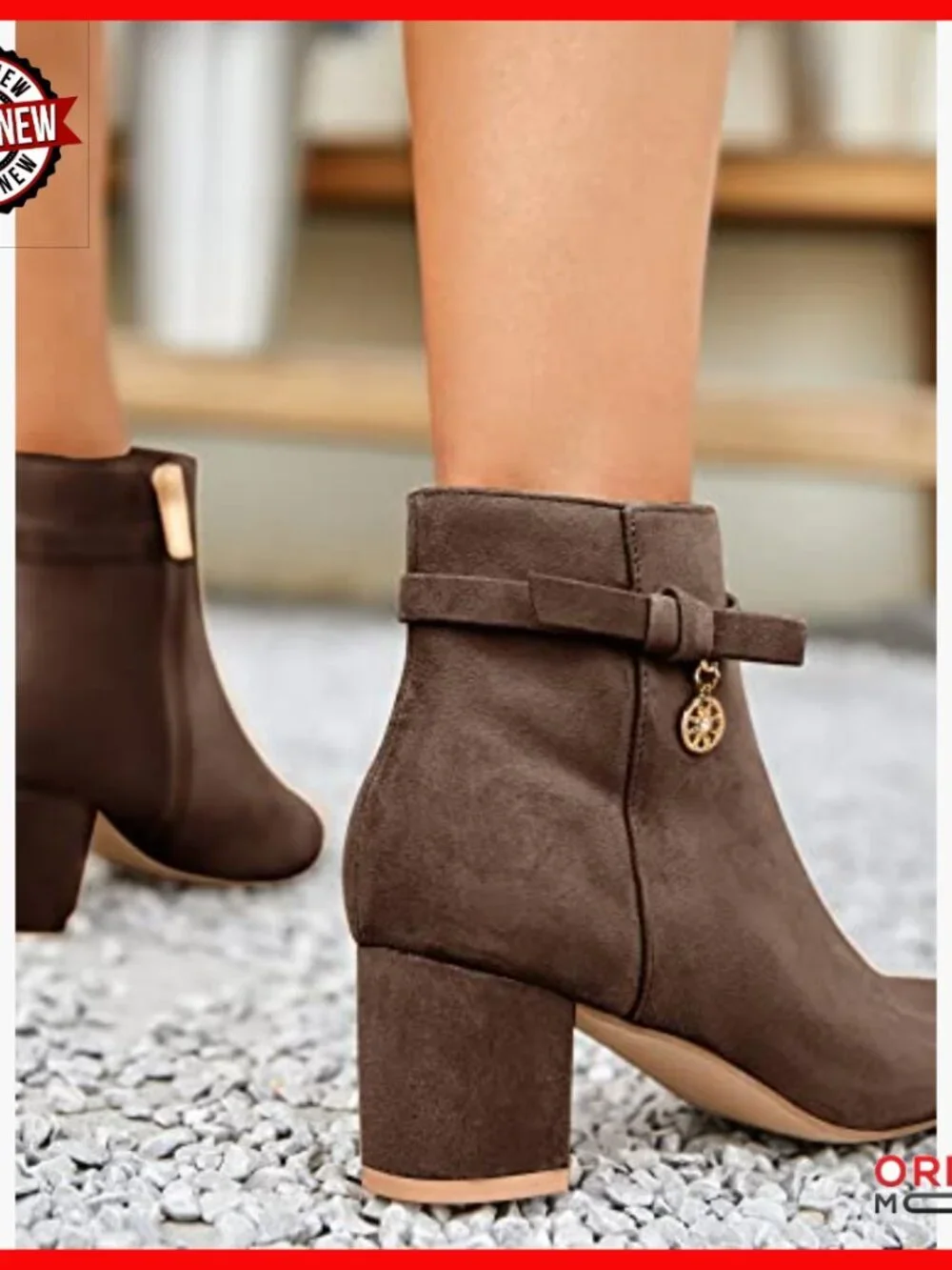 Chunky Block Heel Ankle Boots with Side Zipper Vintage Tie Knot Booties